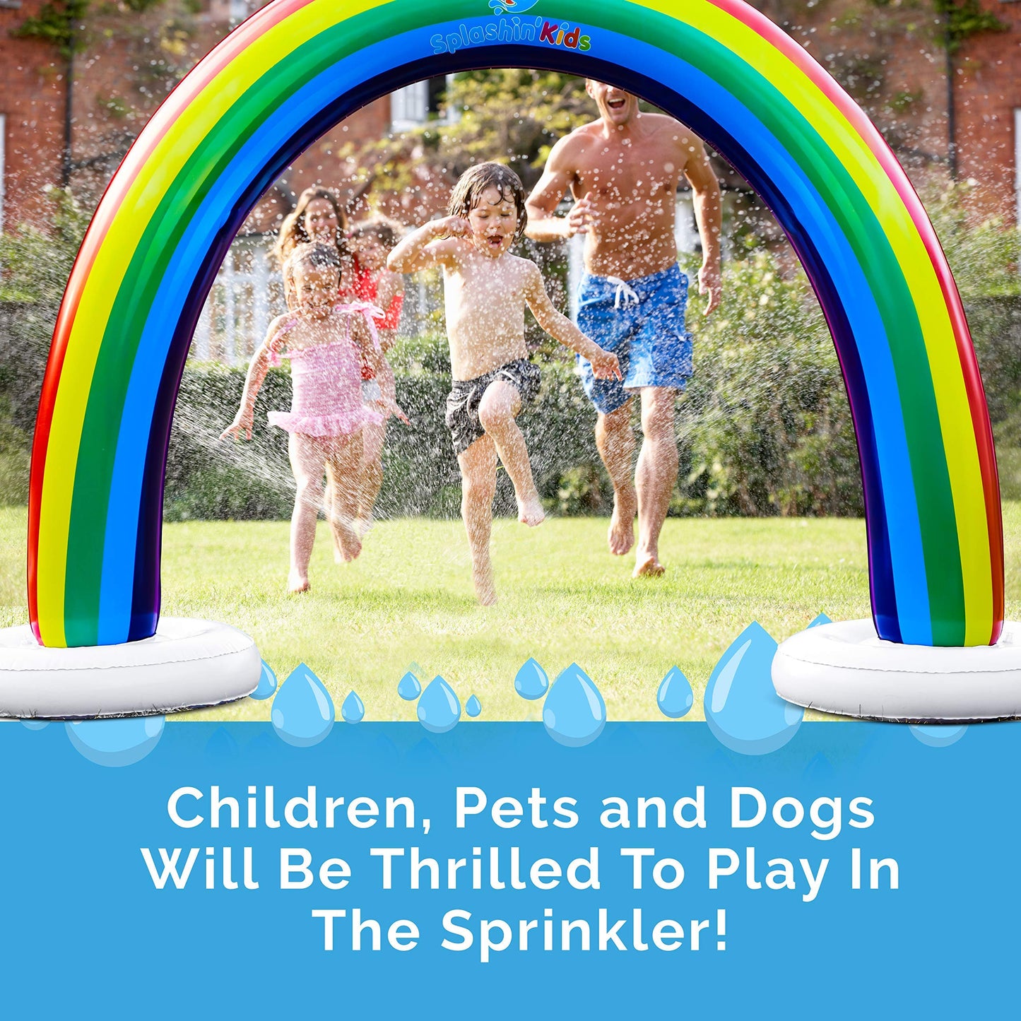 Splashin'Kids Outdoor Rainbow Sprinkler Super Toddler Water Toys For Children Infants Boys Girls And Kids Perfect Outside Inflat