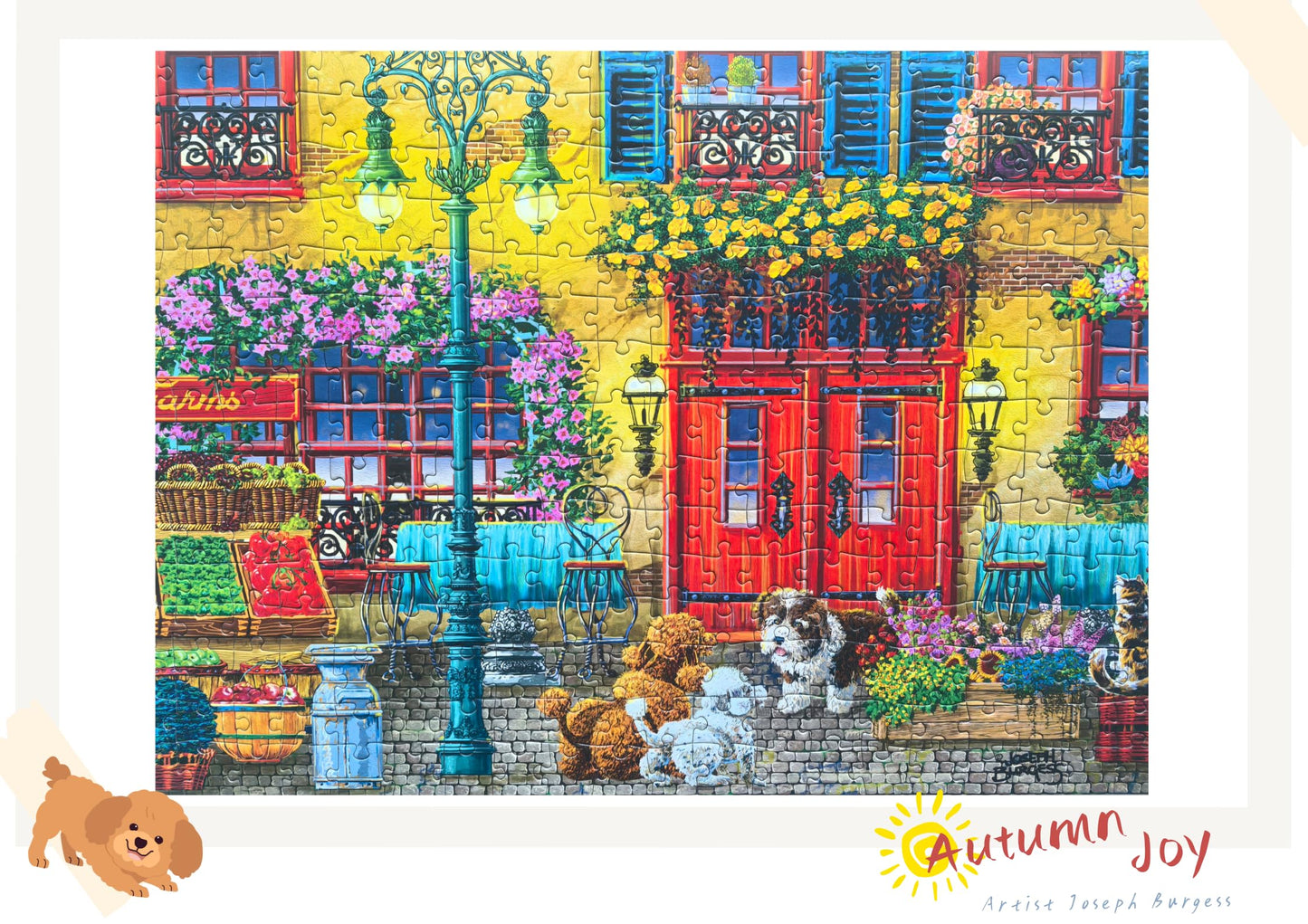 Artist Joseph Burgess - 300 Piece Puzzles for mature-themeds - Fall Joy in The Town - Jigsaw Puzzles Large Piece