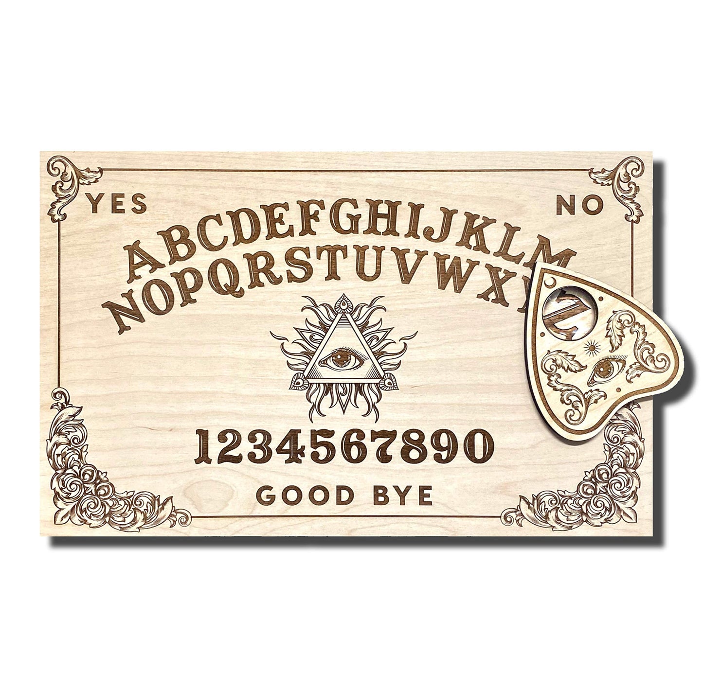 Cm Originals Large Wooden Spirit Board -Handmade Talking Spirit Board With Wooden Planchette - Handmade Wooden Premium Quality Talking Board (Large All Seeing Eye Board)