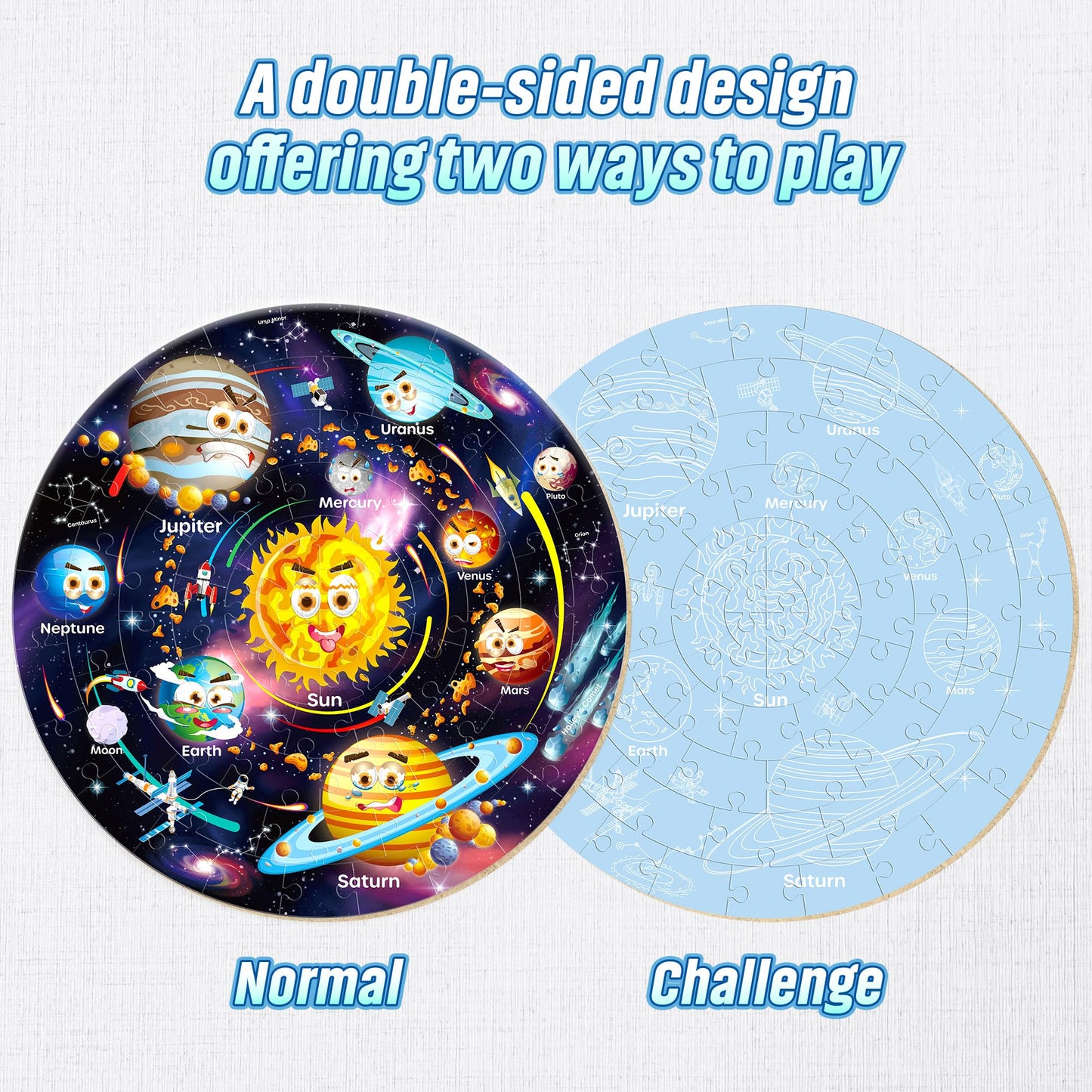 Synarry Solar System Floor Puzzles For Kids Ages 4-8, Large 70 Piece Jigsaw Puzzles For Kids Ages 4-6, Space Planet Astronaut Toys Gifts Puzzles For 3-5 5-7 8-10 Years Old Toddlers Boys Girls Children