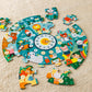 Petit Collage Floor Puzzle, Telling The Time, 24-Pieces - Large Puzzle For Kids, Wooden Clock Hands Can Be Moved To Show The Tim