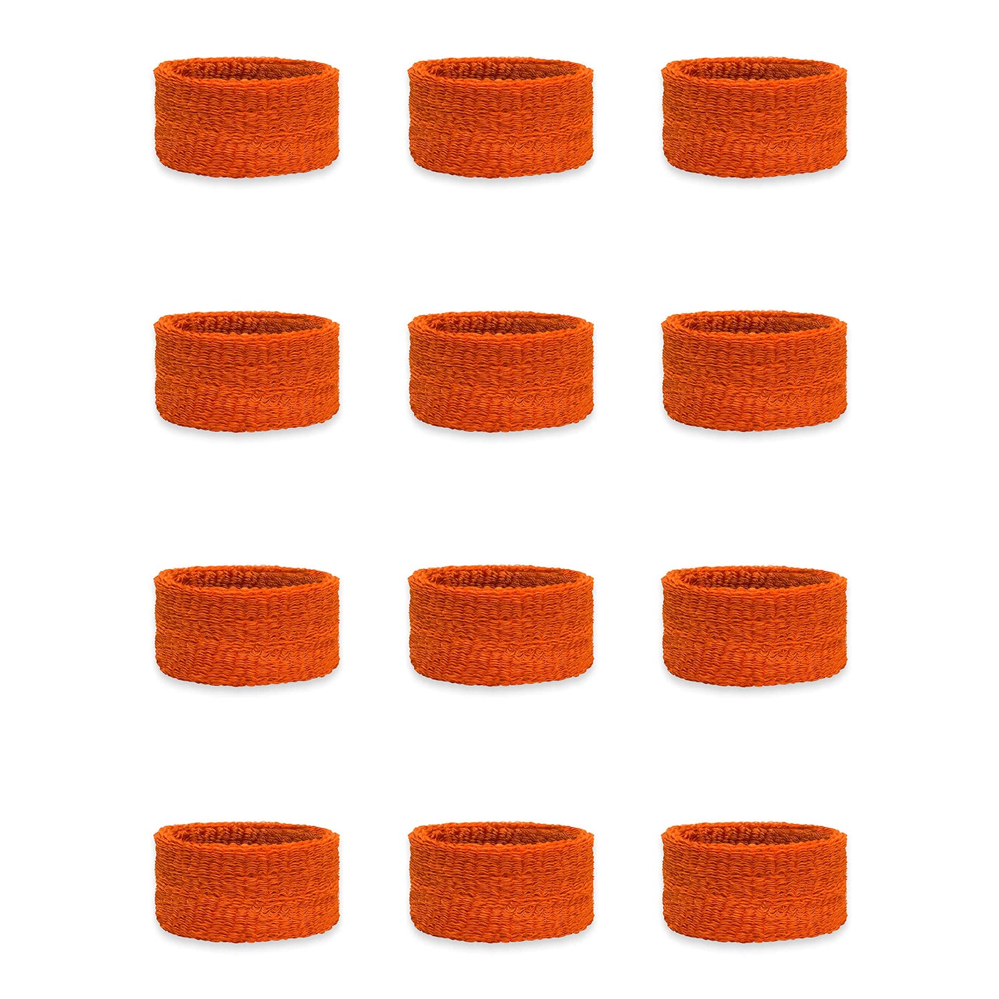 Couver Kids Children 1 Inch - Dark Orange Cotton Terry Cloth Wristband for School, Church, YMCA Activities or evens(6 Pairs)