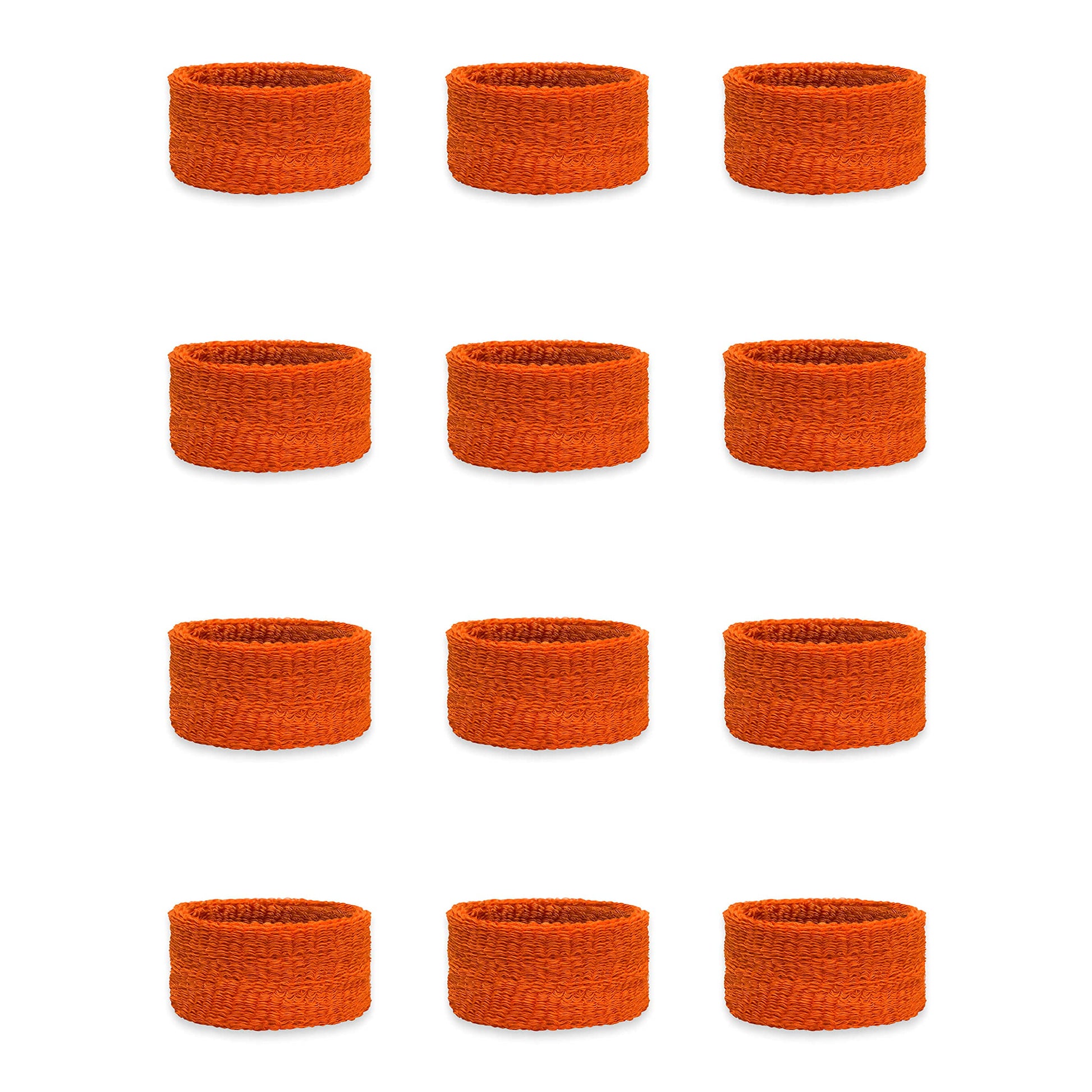 Couver Kids Children 1 Inch - Dark Orange Cotton Terry Cloth Wristband for School, Church, YMCA Activities or evens(6 Pairs)