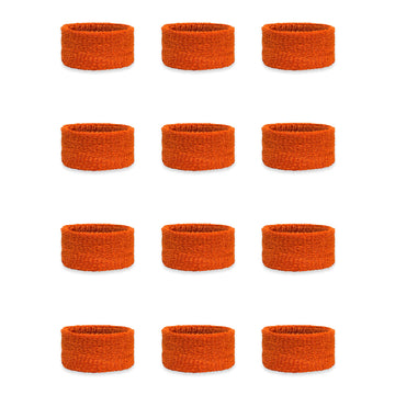 Couver Kids Children 1 Inch - Dark Orange Cotton Terry Cloth Wristband for School, Church, YMCA Activities or evens(6 Pairs)