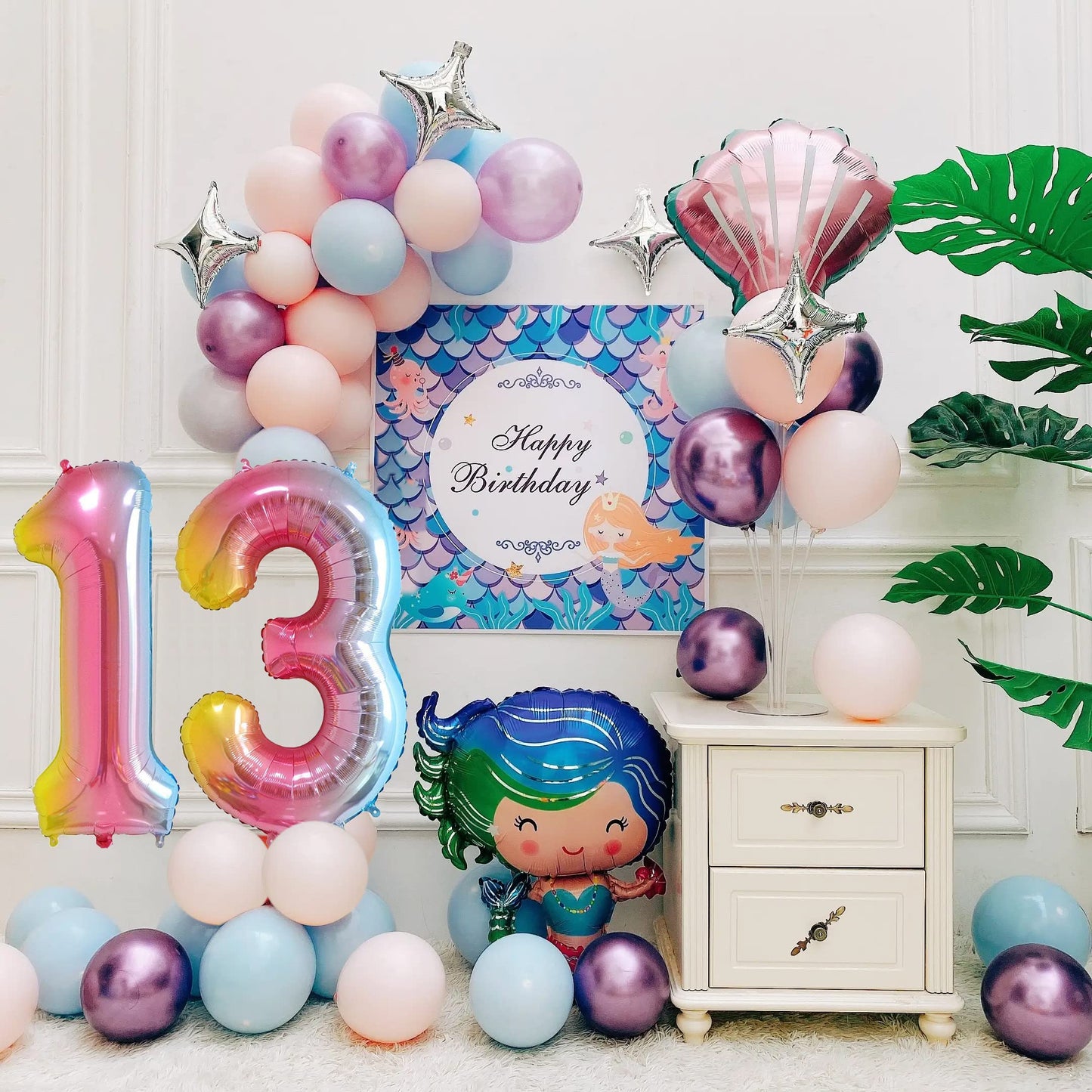 Smlpuame 40 Inch Number Balloons 0-9 Rainbow Gradient Large Number 13 Balloons, Digital Balloons For Birthday Party Celebration
