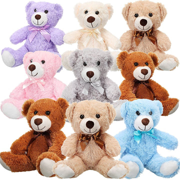 Zhanmai 9 Packs Cute Bear Stuffed Animals 14 Inch Plush Bears In 7 Colors Stuffed Animals Bulk For Valentine‘S Day Gift Graduation Baby Shower Birthday Party Favor