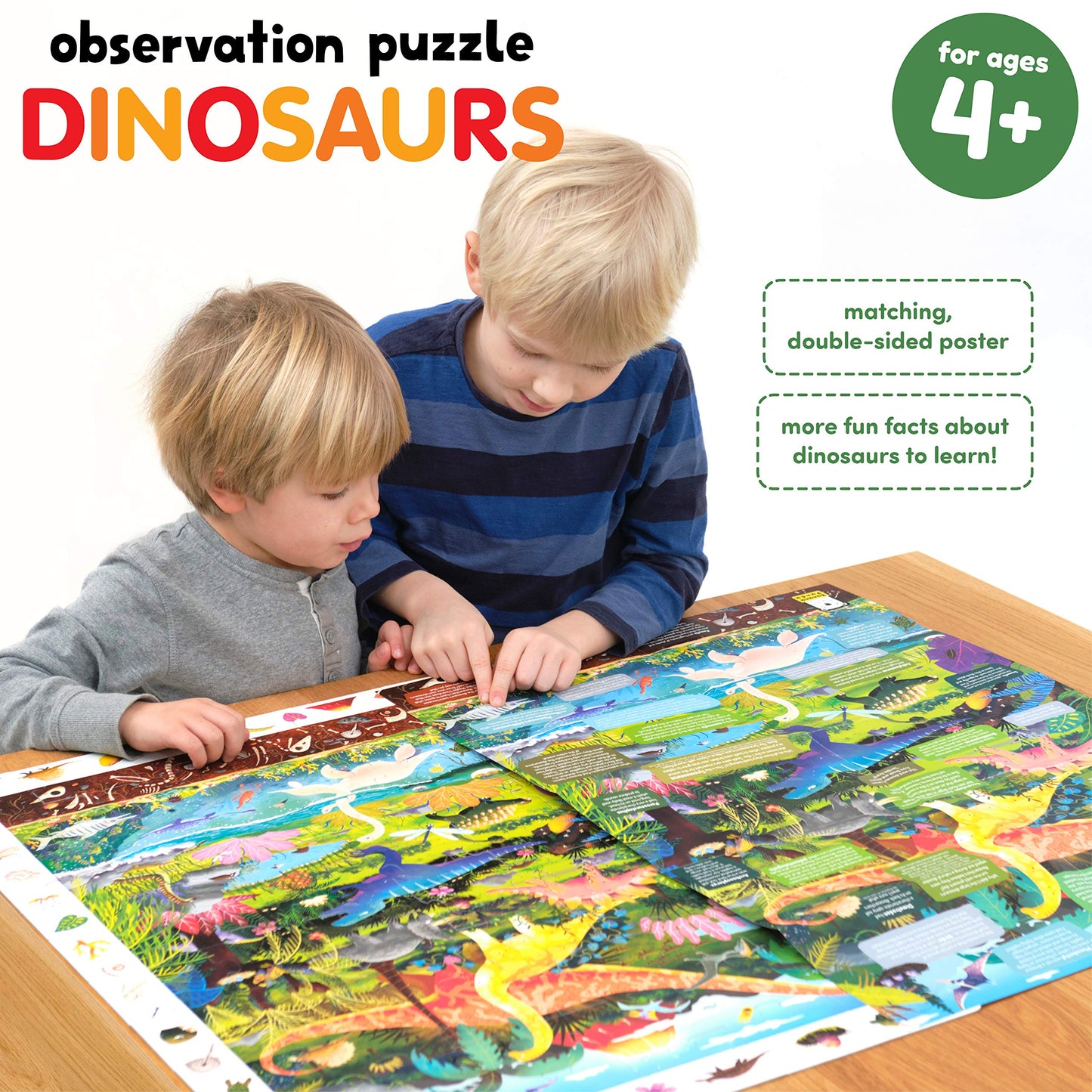 Banana Panda Dinosaur Puzzle For Kids - Large 60-Piece Observation Floor Puzzle With Seek And Find Activity - Includes Big Poster With Facts For Learning More About Dinosaurs - For Ages 4-8 Years