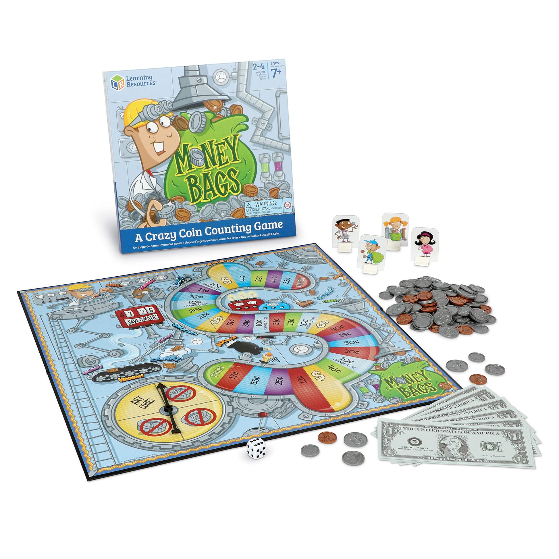 Learning Resources Money Bags Coin Value Game - Ages 7+ Fun Games for Kids  Develops Math Skills and Recognition  Educational Play Kids For 2 to 4 Players