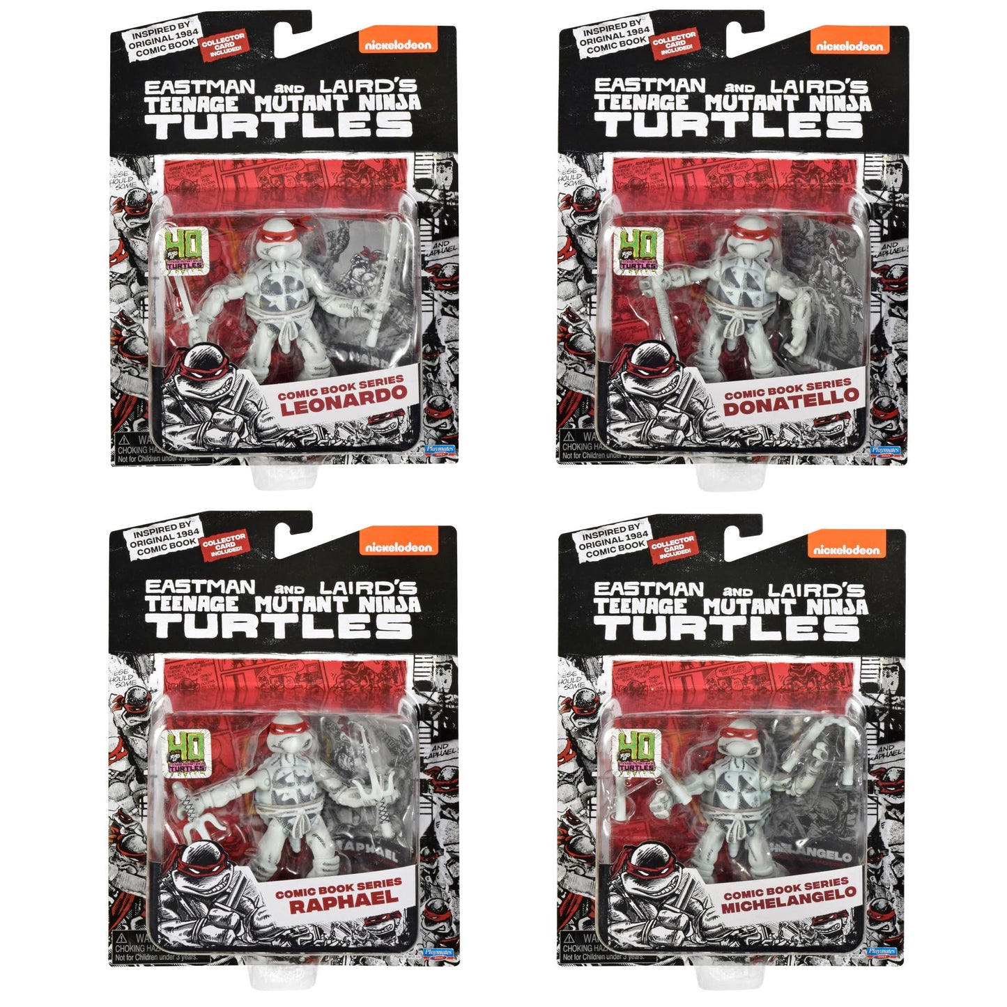 Teenage Mutant Ninja Turtles: Black and White Comic Book Figures with Comic Book by Playmates Toys