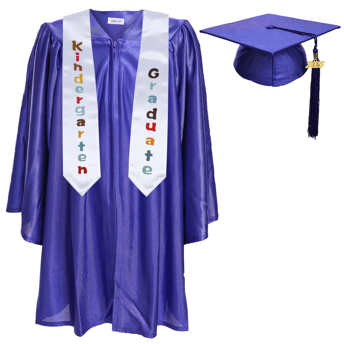 Newrara Kindergarten Graduation Cap And Gown Stole Package For Kids (Purple, 24)