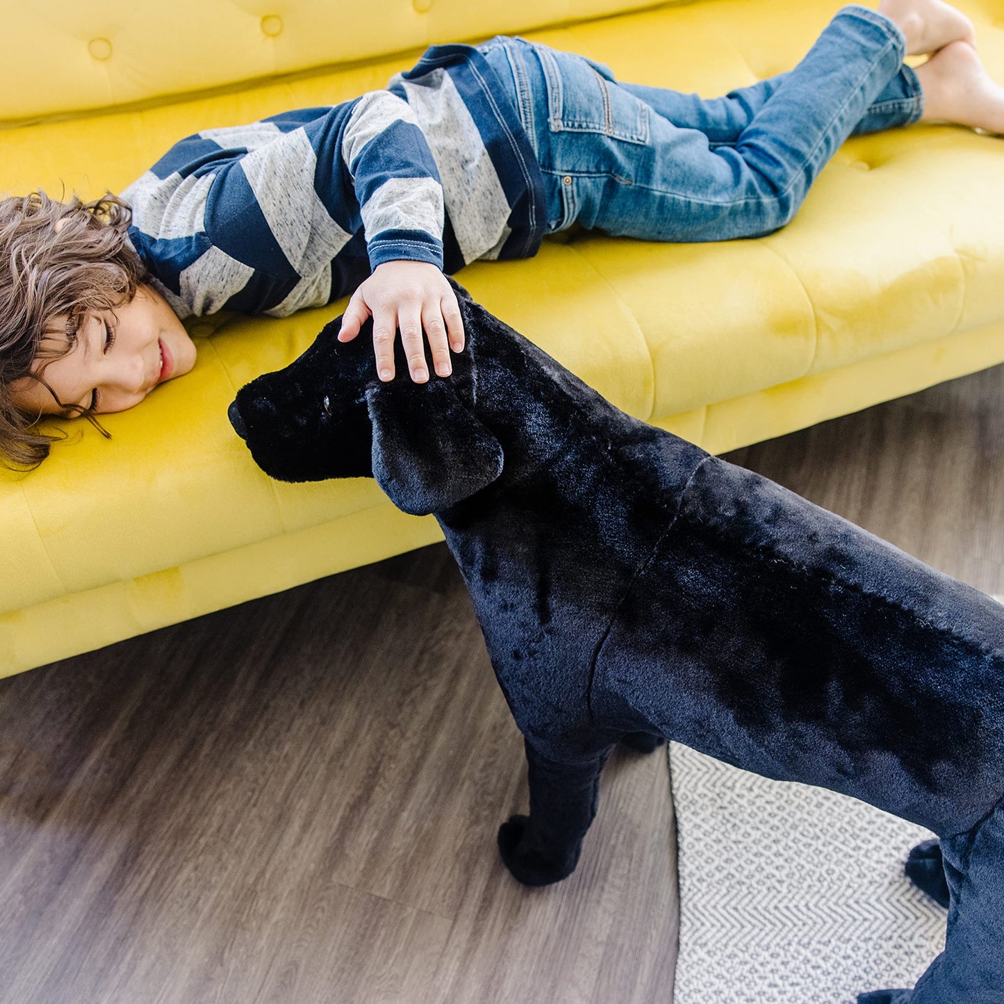 Melissa & Doug Giant Black Lab Stuffed Animal, 77.47 cm, Soft Polyester, Lifelike Design, Multi-color, Model 2117