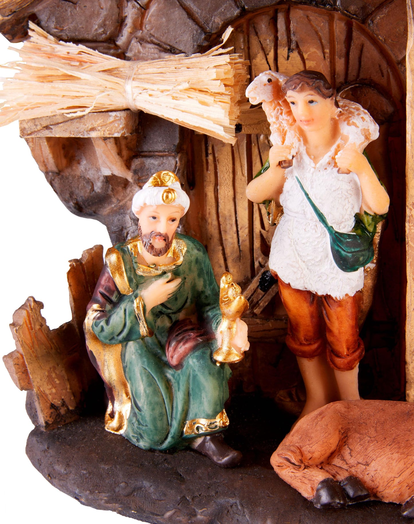 Brubaker Christmas Real Life Nativity Scene Set - Holiday Decoration - Stable With 11 Resin Figurines (Not Re-Arrangeable) - Designed In Germany