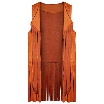 SIZGAROOT Hippie Costume for Girls Kids 60s 70s Outfits Costume Halloween Dress Up Party (Brown, 6-8 Years)