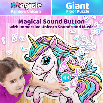 Rainbow Unicorn Giant Floor Puzzle With Sounds, 35 Piece Extra Thick Puzzles, Unicorn Toys For Girls Age 4-6, Floor Puzzles For