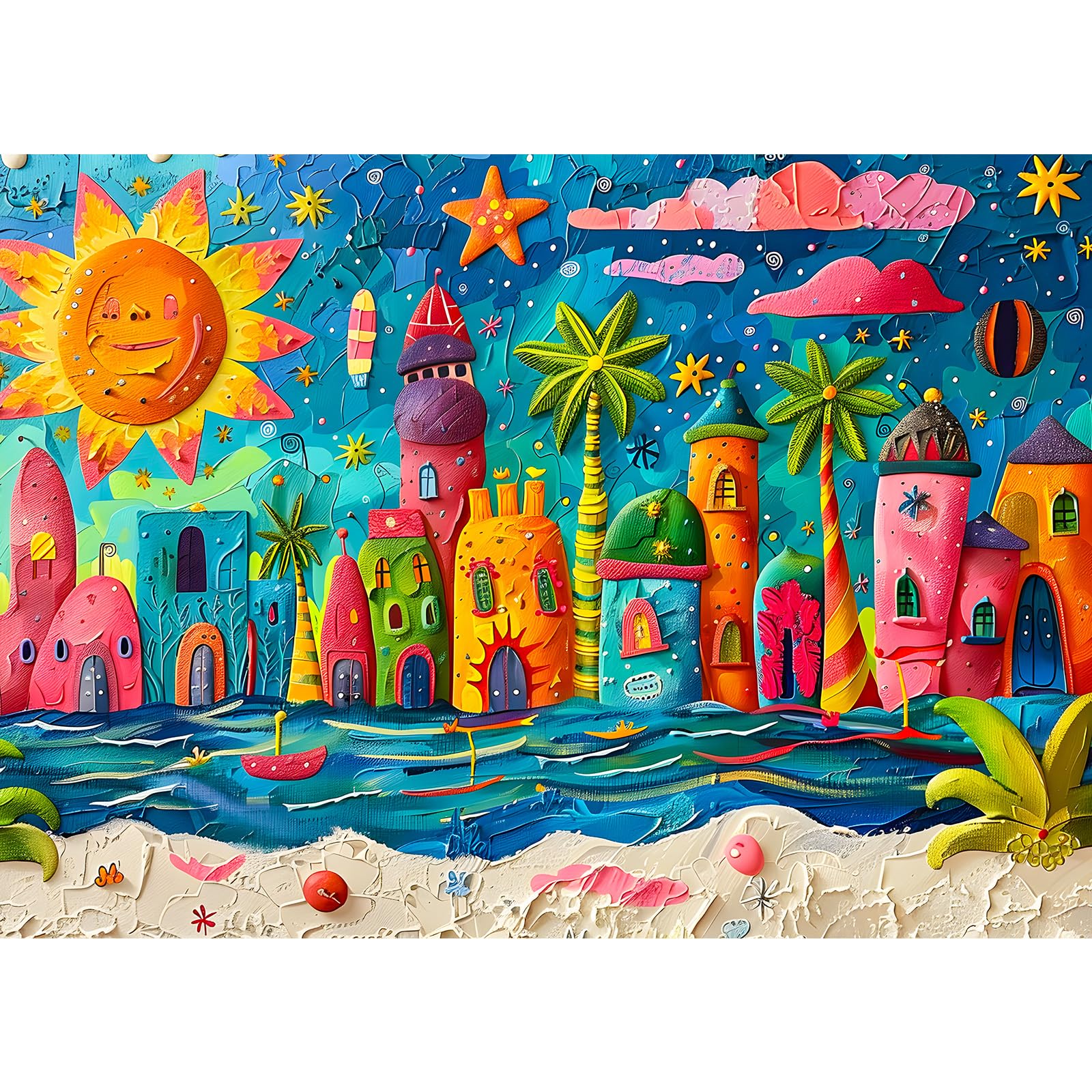 TangComplete - Sunny Beach Puzzles for mature-themeds 1000 Piece  Jigsaw Puzzles for mature-themeds  mature-themed Challenging Game Toys  Impossible Puzzle  Family Decoration Puzzle