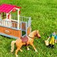 Peagprav Horse Stable Figurine Playset Horse Club With Rider Horse Wash Area Fence Figures Animal Toys Set Gifts For Girls And B