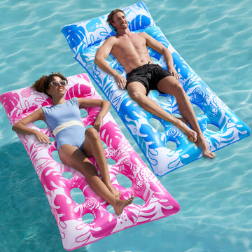 Sloosh 2-Pack Inflatable Pool Floats Mat - Xl Floaties Adults Size With Headrest, Sun Tanning Raft Lake Beach Swimming Party Poo