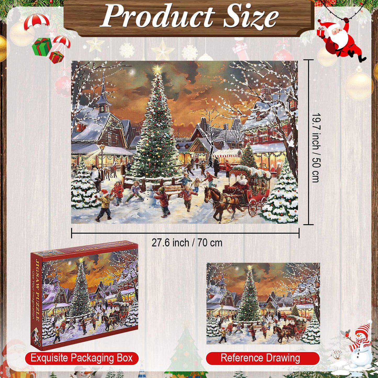 Civaner 1000 Piece Christmas Jigsaw Puzzles for mature-themeds Christmas Advent Calendar Puzzles Christmas Countdown Calendar 2024 Jigsaw Puzzle Holiday Santa Puzzle for mature-themed(Christmas Scene)