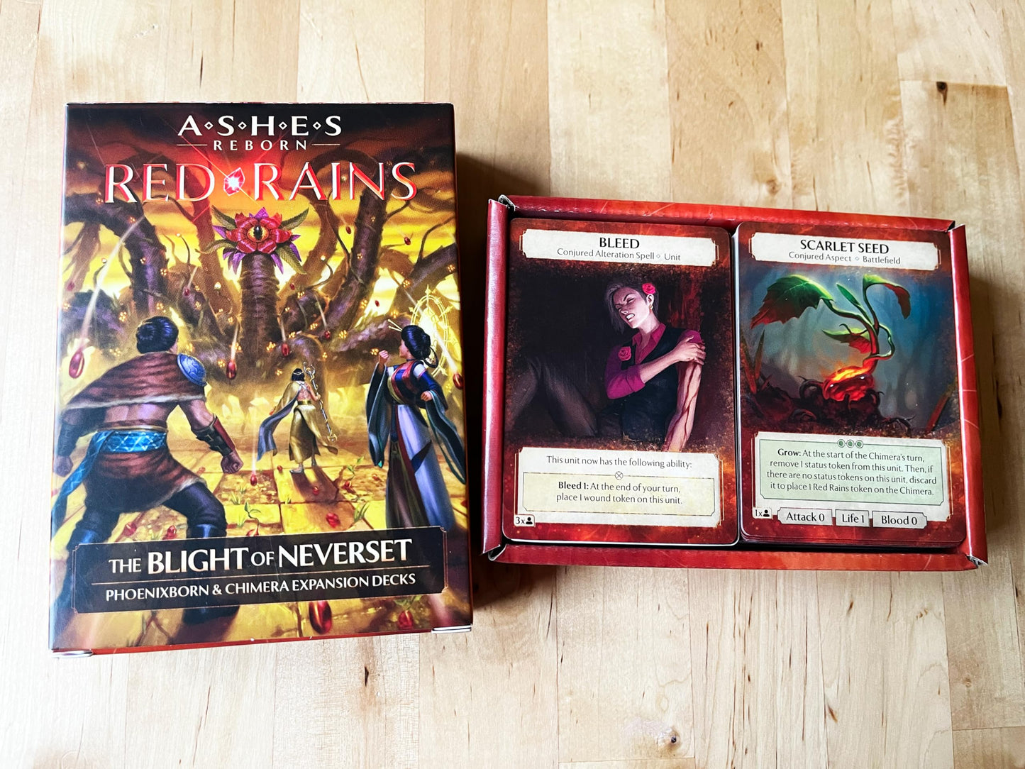 Plaid Hat Games Ashes Reborn: Red Rains The Blight Of Neverset Expansion Decks – Phoenixborn & Chimera Set For 1-2 Players, Ages 14+ – Requires Corpse Of Viros & Master Set
