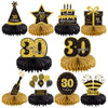 Gexolenu 10 Pcs 30Th Birthday Honeycomb Centerpieces Gold Black Cheers To 30 Years Birthday Centerpieces Tables Toppers For 30Th