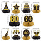Gexolenu 10 Pcs 60Th Birthday Honeycomb Centerpieces Gold Black Cheers To 60 Years Birthday Centerpieces Tables Toppers For 60Th