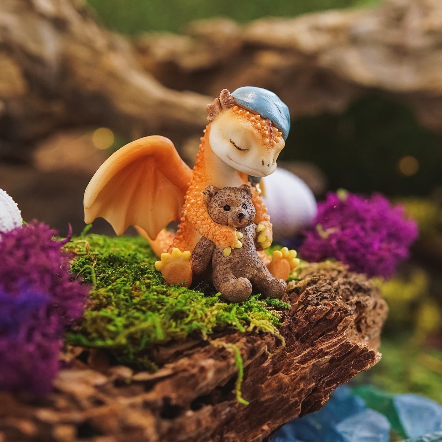 Top Collection Solar The Red Dragon - Mini Collectible Fantasy Figurine (Good Night Teddy Bear)