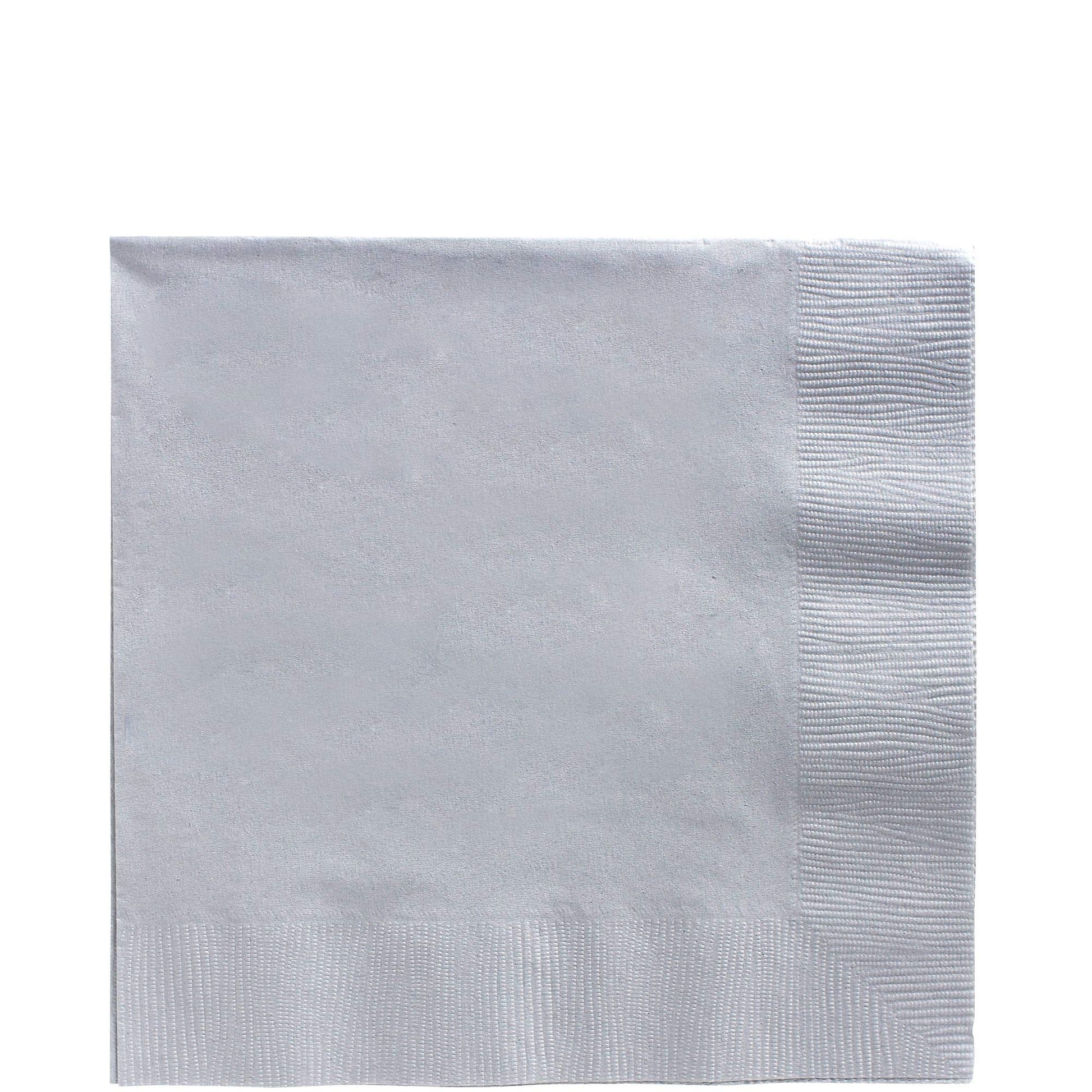 Amscan Big Party Pack Luncheon Napkins, 6.5 x 6.5, Silver