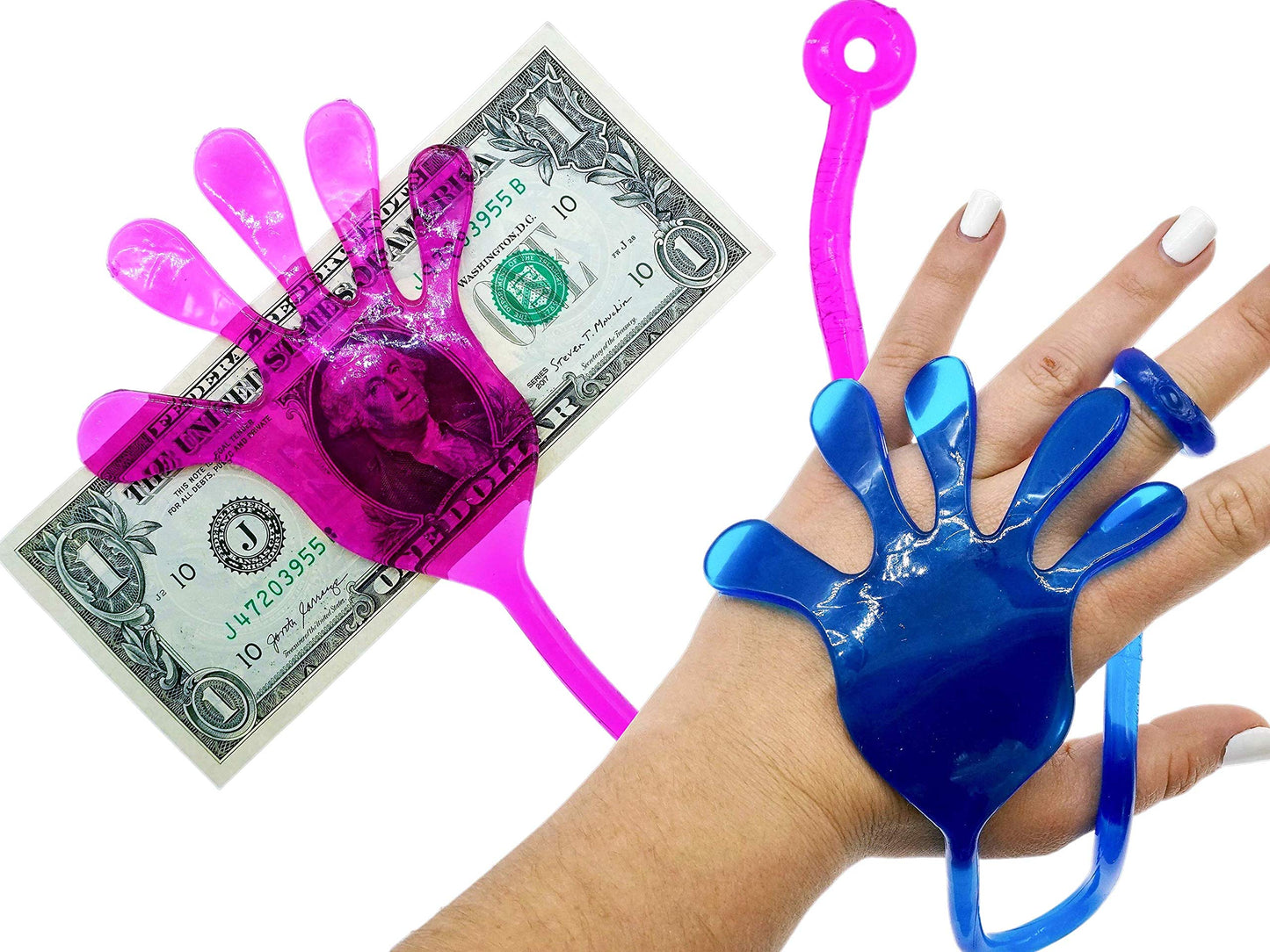 JA-RU Giant Snap Hand-Jumbo Sticky Hands Toy (1 Pack Assorted) Large Stretchy Sticky Hands Toy for Kids. Party Favors, Classroom