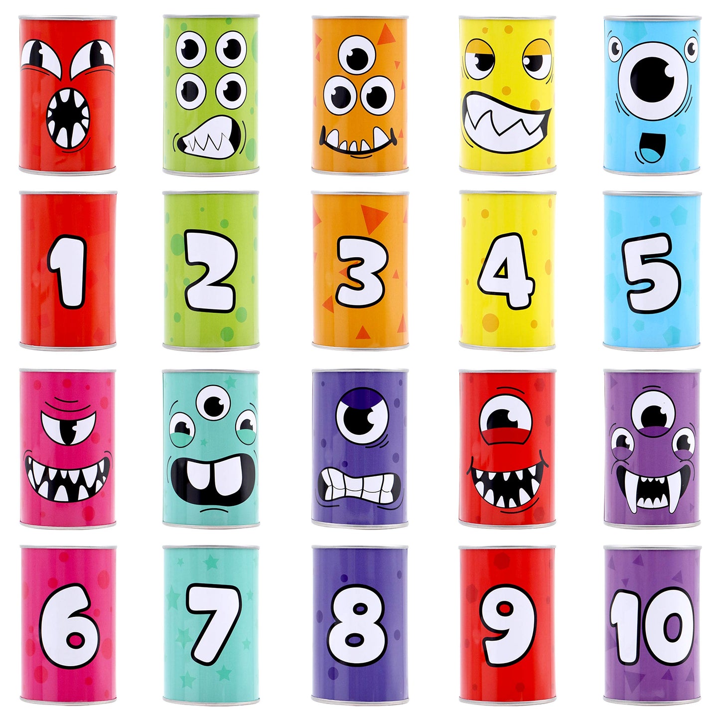 JOYIN 13 Pcs Carnival Bean Bag Toss  Knockdown Can Game Set  Holiday & Birthday Party Games  Outdoor Lawn Yard Activity for Kids Party Favors  Easter Egg Hunt for Classroom Gifts (Monster Style)