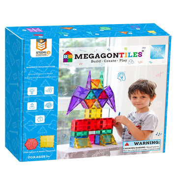 Megagontiles Premium Magnetic Tiles, Mega Magnet Tiles Set, Stem Authenticated, Magnetic Blocks, Magnetic Toys, Magnetic Building Blocks, Toddler Boys Girls 3-10 Year Old