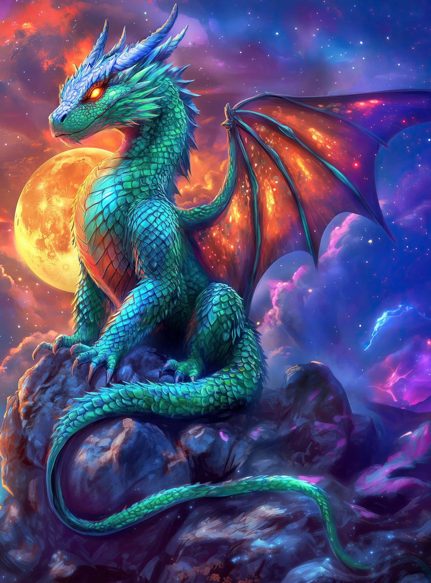 Prime Time Puzzles 1000 Piece Jigsaw Puzzle For Adults - Gothic Fantasy Dragon Under The Moonlight - Challenging Puzzle Perfect