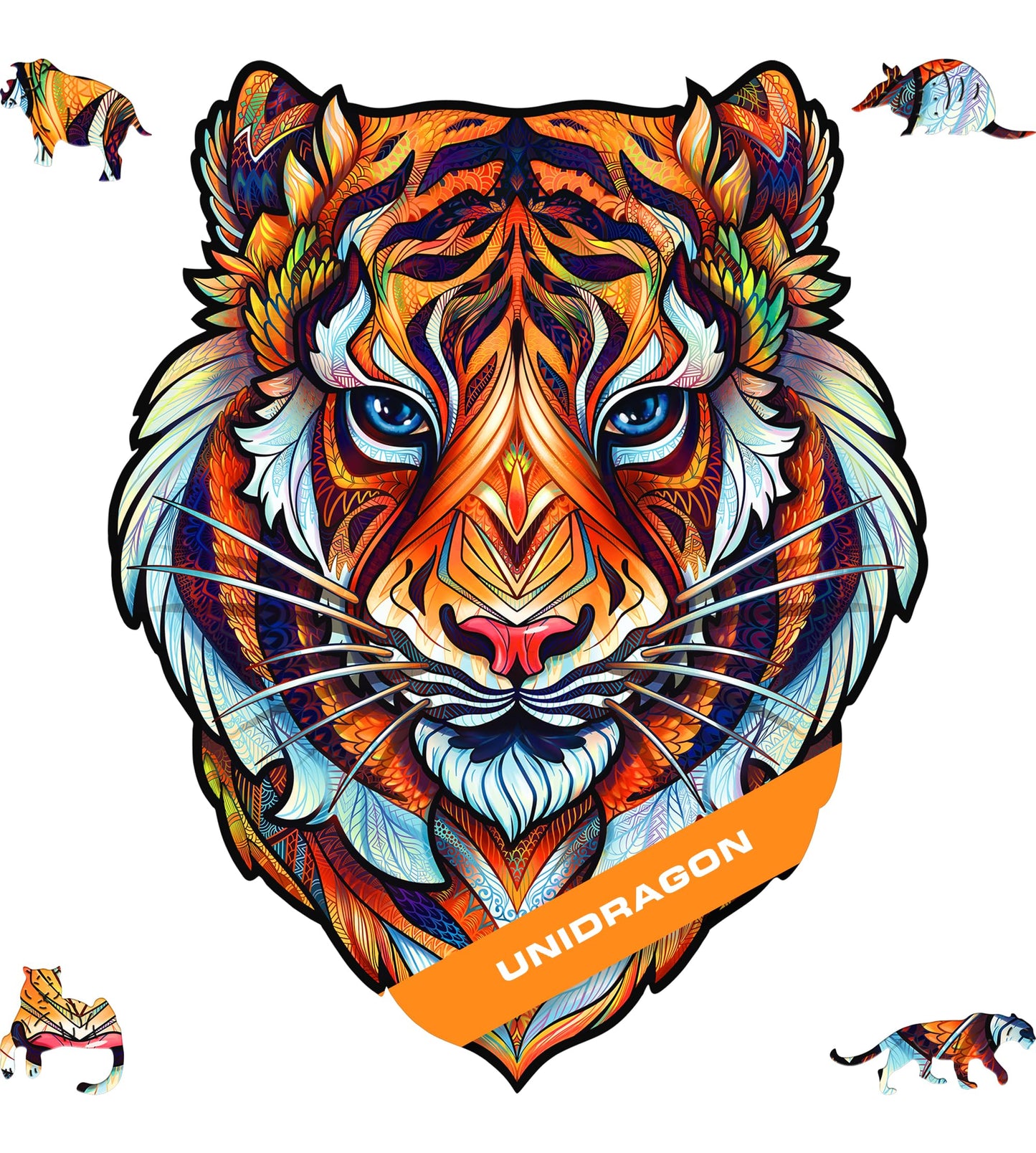 Unidragon Original Wooden Jigsaw Puzzles - Lovely Tiger, 273 Pieces, King Size 11.7''X14.7'', Beautiful Gift Package, Unique Sha