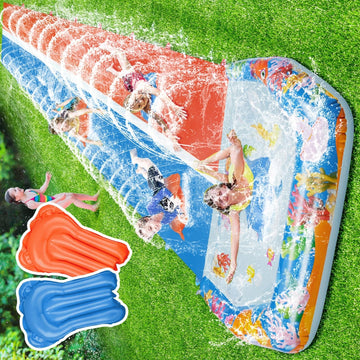 Suonncudst 40Ft Water Slides With 2 Bodyboards, Extra Long Lawn Water Slides For Kids Adults Heavy Duty, Giant Outdoor Water Sli