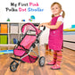 Fash N Kolor Baby Doll Stroller - Adjustable Canopy, Toy Storage, Foldable, Denim Pink, 6 x 1 Inches, Metal