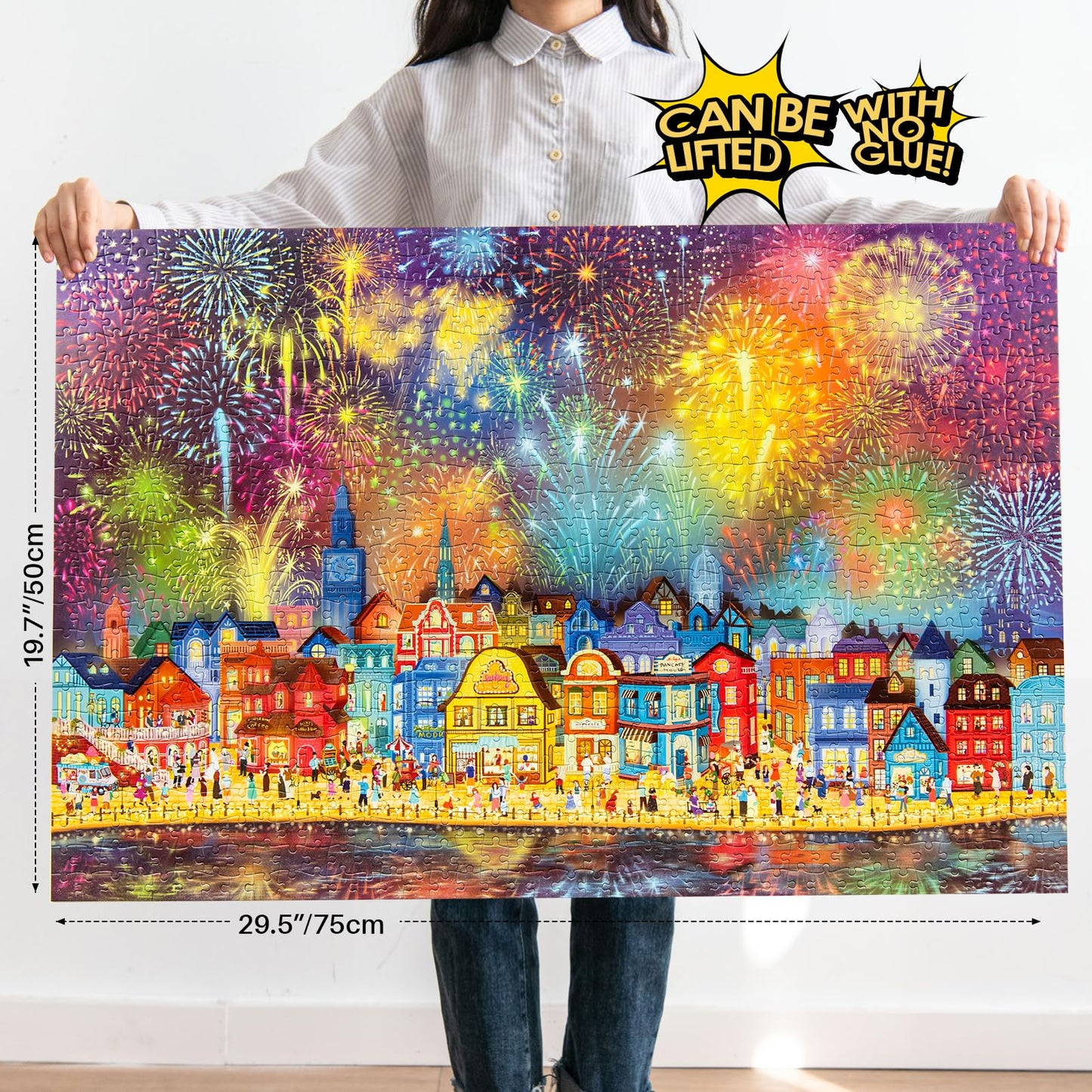 Puzzles For Adults 1000 Pieces, Momibook Jigsaw Puzzles Of Night Town, Luminous Process, 75X50Cm(29.5''X19.7'') Toys & Game Puzz