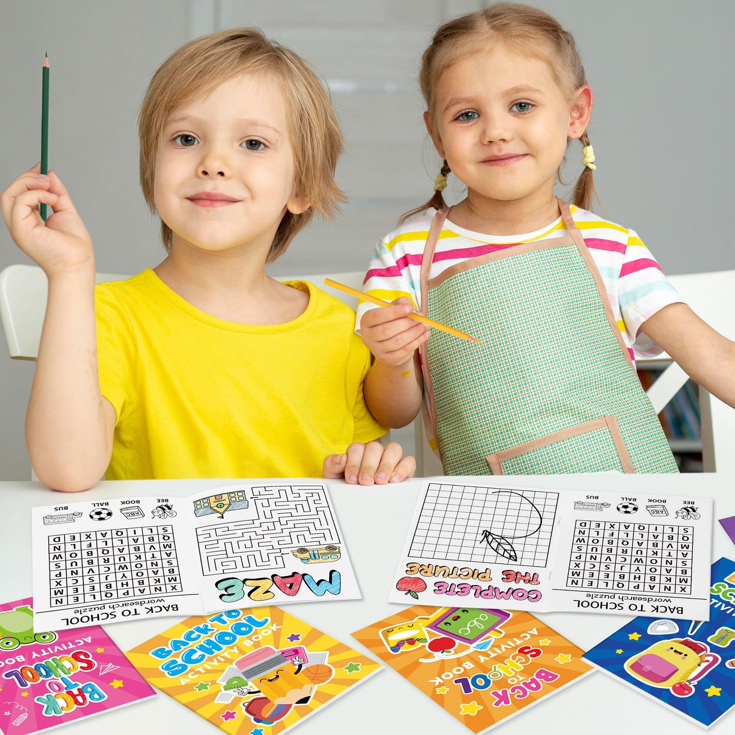 Back to School Activity Books for Kids - 24Pcs First Day of School Mini Games Coloring Book Set Bulk Mazes Word Search Word Scra