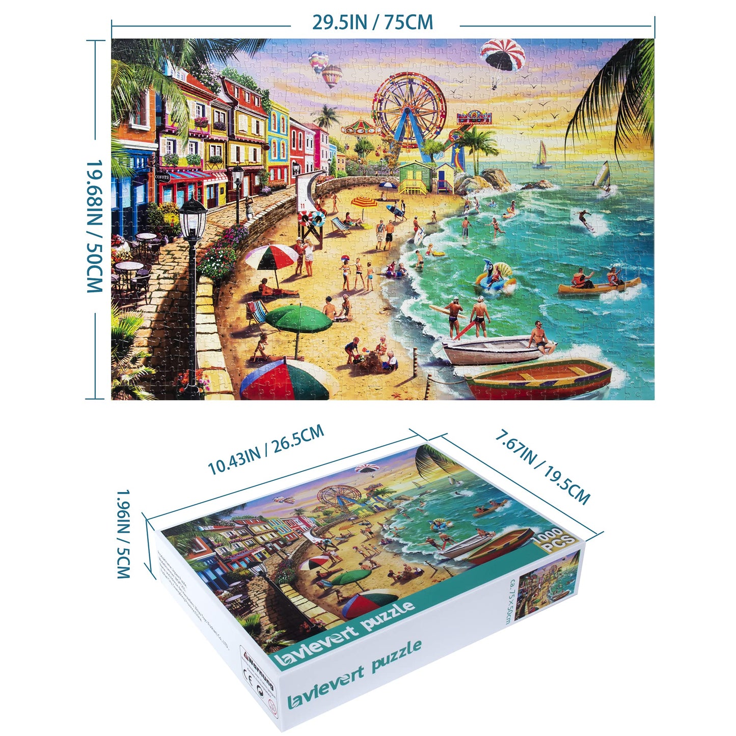Lavievert Jigsaw Puzzle 1000 Piece Puzzle For Adults And Kids - Beach, Happy Vacation