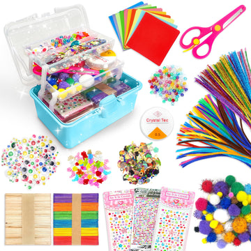 LINAYE 2500+PCS Arts and Crafts Supplies for Kids, DIY Craft Supplies Kit Box for Ages 6-8, Arts and Crafts Kit for Kids, Crafti