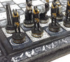 Egyptian Anubis Chess Set Black Silver and Gold Men with 16 Hieroglyphic Board