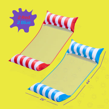 Pool Floats For Adults [4 Pack] Multi-Purpose Hammock Pool Float: Saddle, Lounge Chair, Hammock, Drifter - Water Hammock For Adu