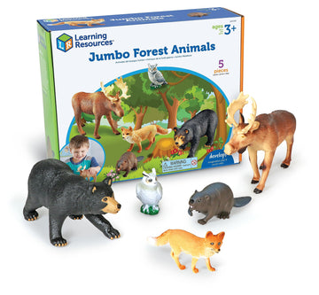 Learning Resources Jumbo Forest Animals - 5 Pieces, Ages 3+ Pretend Play Animals For Toddlers, Preschool Learning Toys, Kids Pla