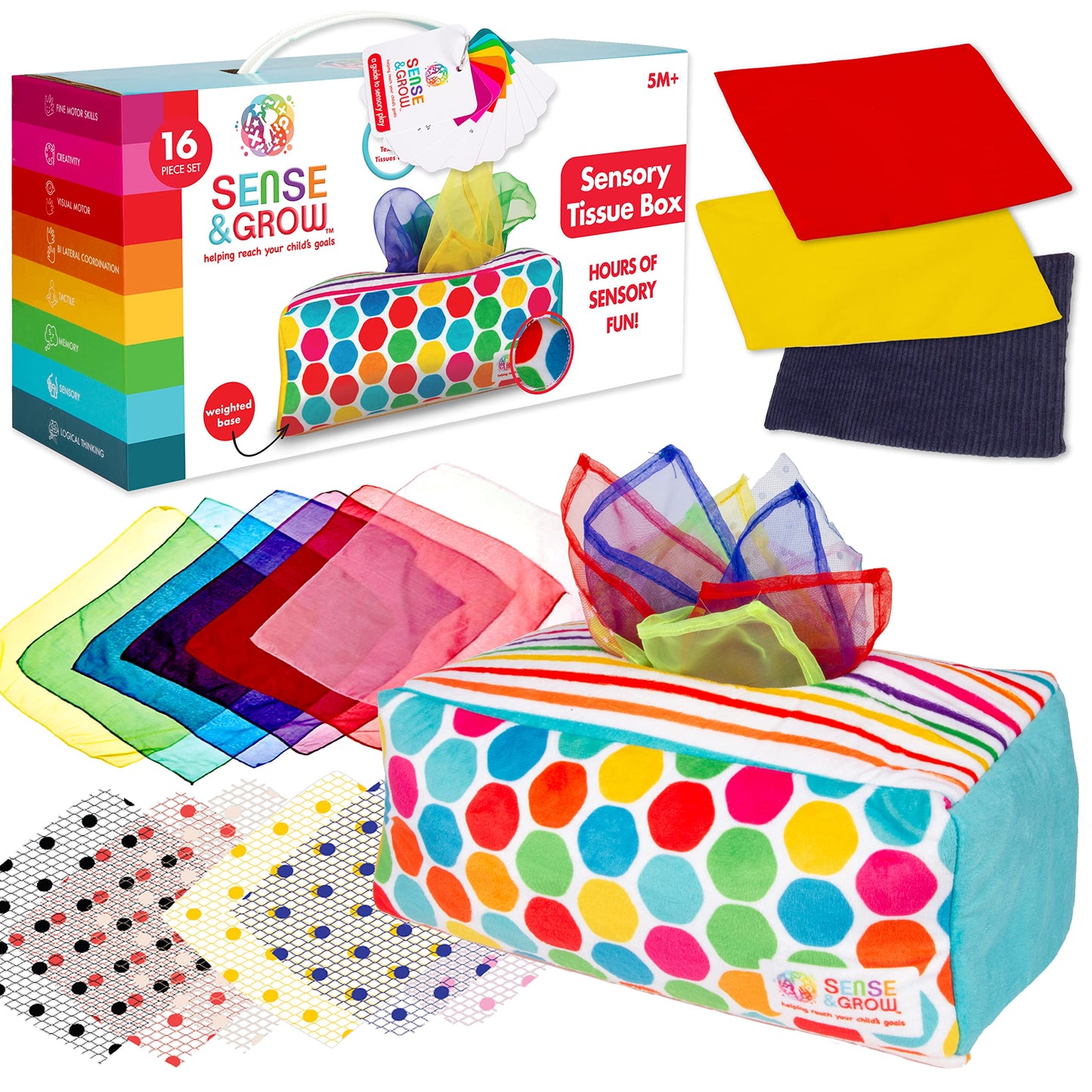 Sensory Pull Along Baby Tissue Box - Montessori Toy For 6-12 Months+