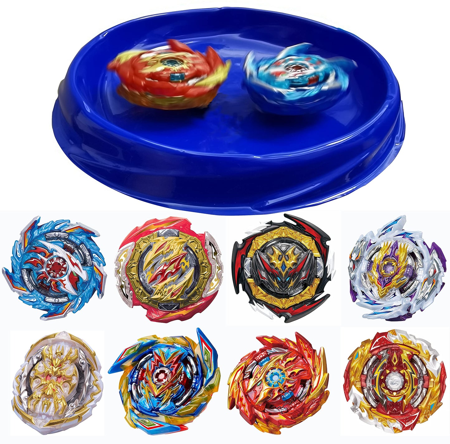 Owenkelng Bey Burst Gyro Toy Set - Metal Fusion Attack Blades, Multicolor, Includes Arena, 8 Gyros, 3 Launchers, Great Gift for Kids