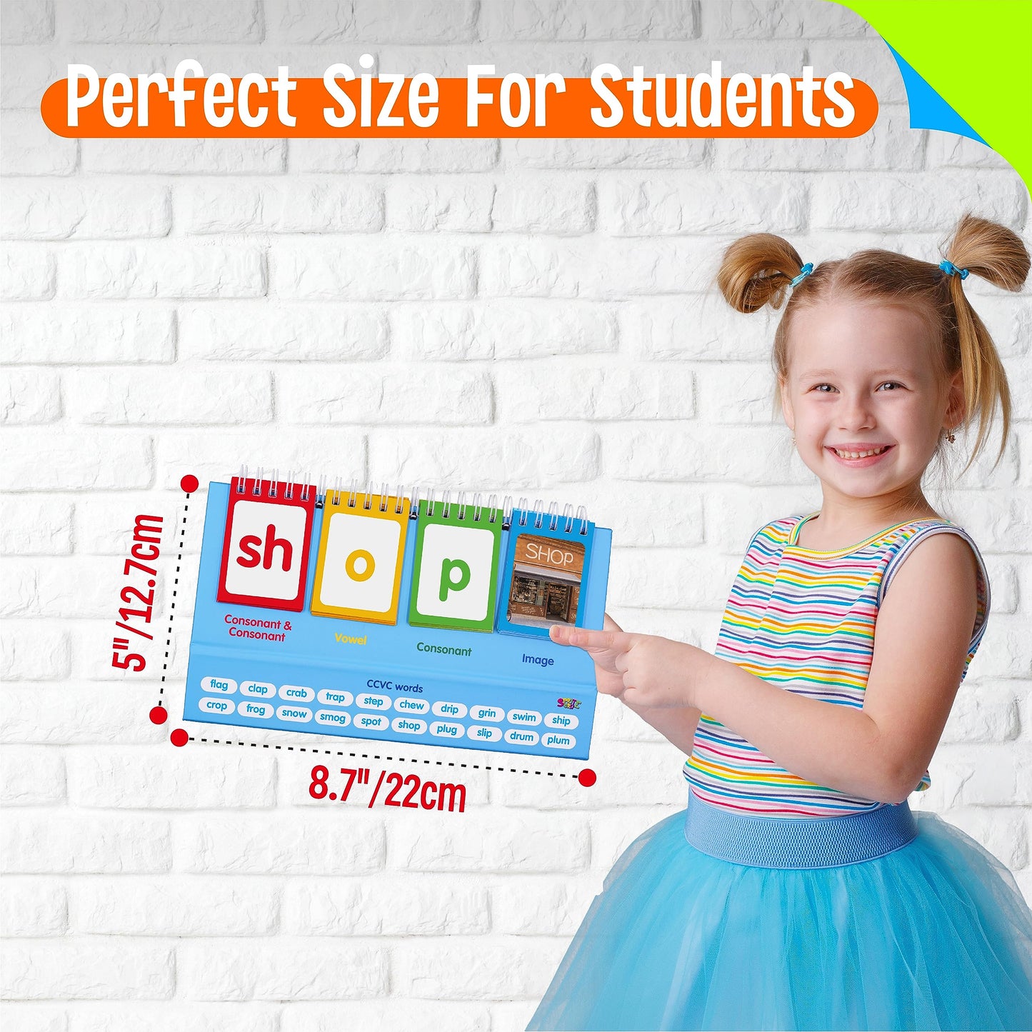 Cvcc & Ccvc Flip Charts, 40 Words Builder Phonic Games Freestanding Flip Chart Manipulative Spelling Toy Educational Learning Tool For Student Teacher School Supplies