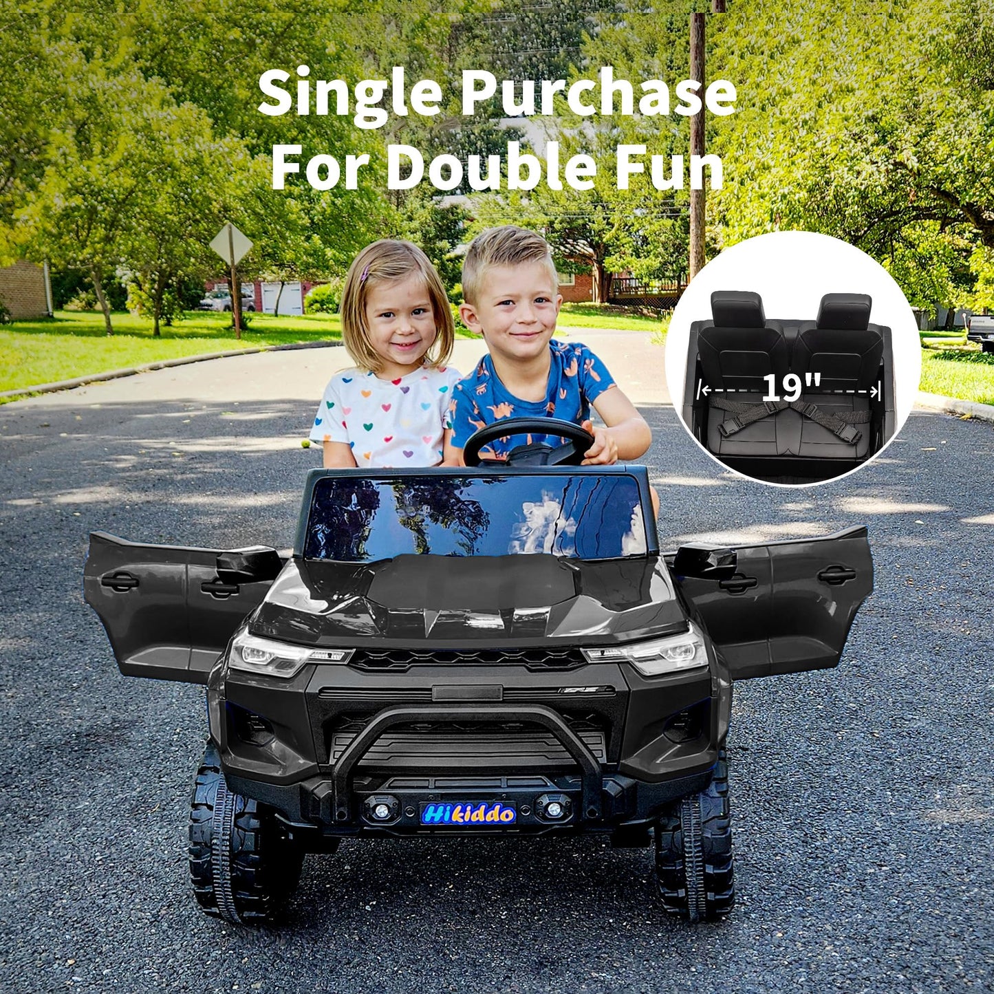 Hikiddo 24V 10Ah Ride On Toy For Big Kids, 4Wd 2 Seater Electric Suv Kids Car To Drive W/Remote Control, 4X200W Motors - Black
