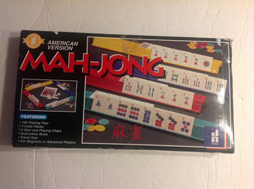 John N. Hansen Co. Travel Mah Jong - Small Wooden Game Set, Red/Blue/Yellow, Model 166