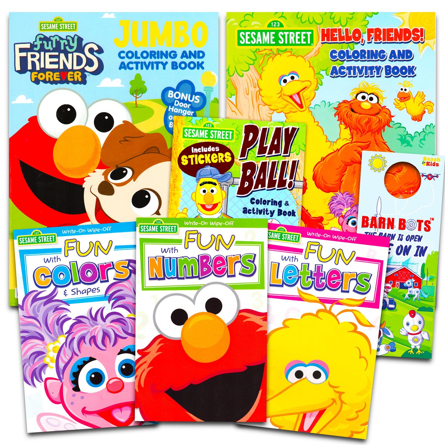 Sesame Street Coloring Book Super Set ~ 5 Book Bundle with Coloring and Learning Activities, Stickers, More Featuring Elmo, Cook