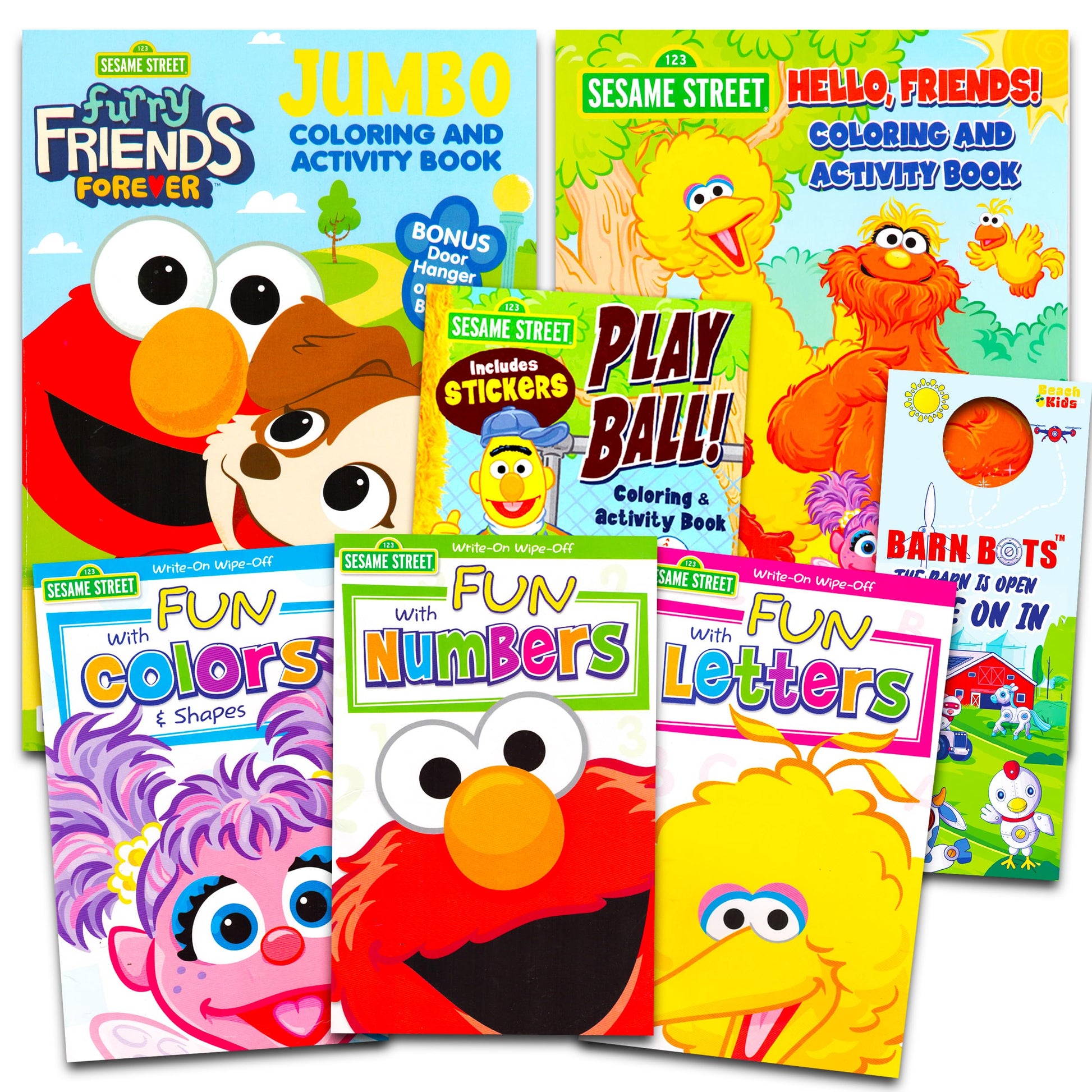 Sesame Street Coloring Book Super Set ~ 5 Book Bundle with Coloring and Learning Activities, Stickers, More Featuring Elmo, Cook