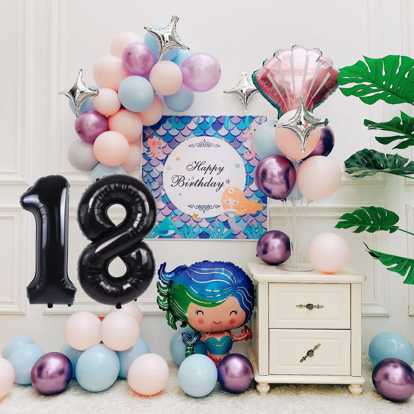 Smlpuame 40 Inch Number Balloon 0-9 Black Large Number 18 Balloons,Digital Balloons For Birthday Party Celebration Decorations S
