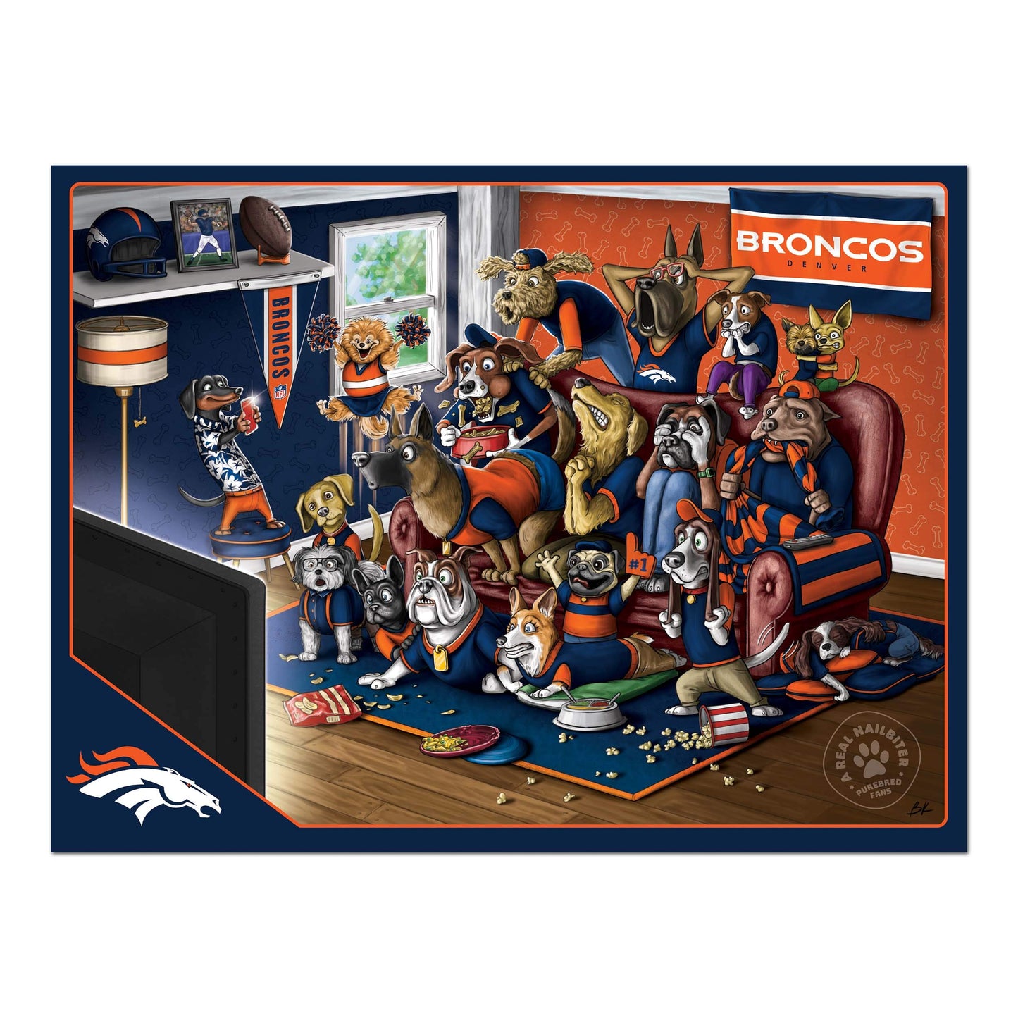 Youthefan Nfl Denver Broncos Purebred Fans 500Pc Puzzle - A Real Nailbiter